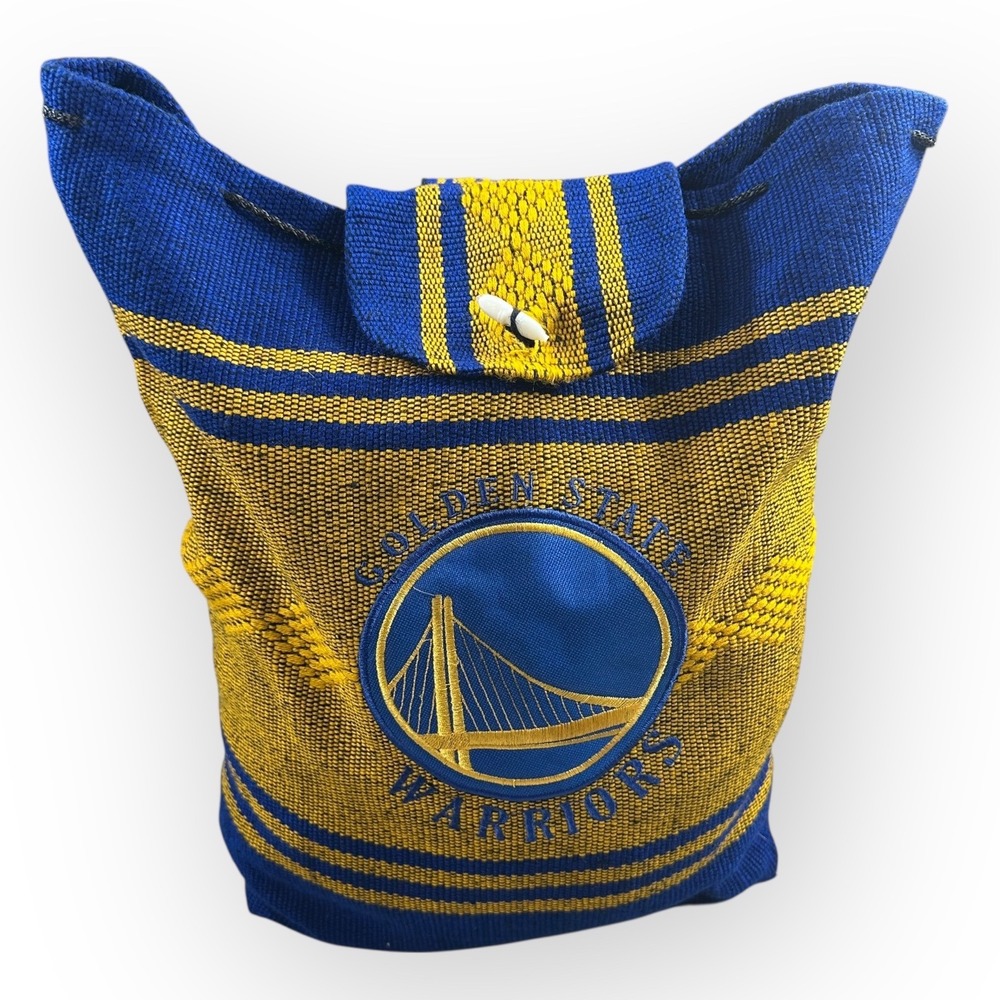 Golden State Warriors Backpack‎ Drawstring Bag Blue Yellow Woven Burlap Sack